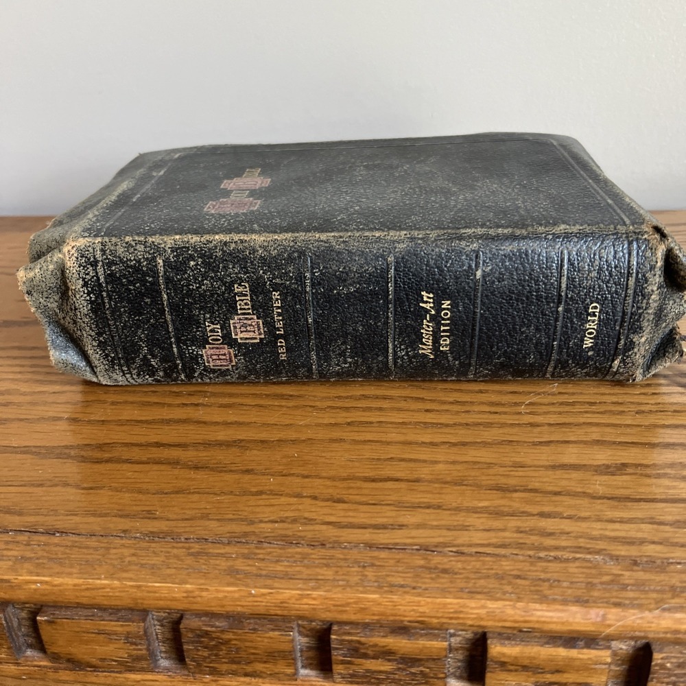 Vintage 1913 KJV Holy Bible Red Letter Master-Art Edition Leather Illustrated - Picture 3 of 16